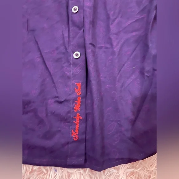 Robert Graham Purple Floral Button Down Shirt Mens XL Classic Fit Flip Cuff